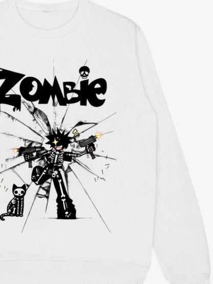 Zombie Themed Graphic Sweatshirt 