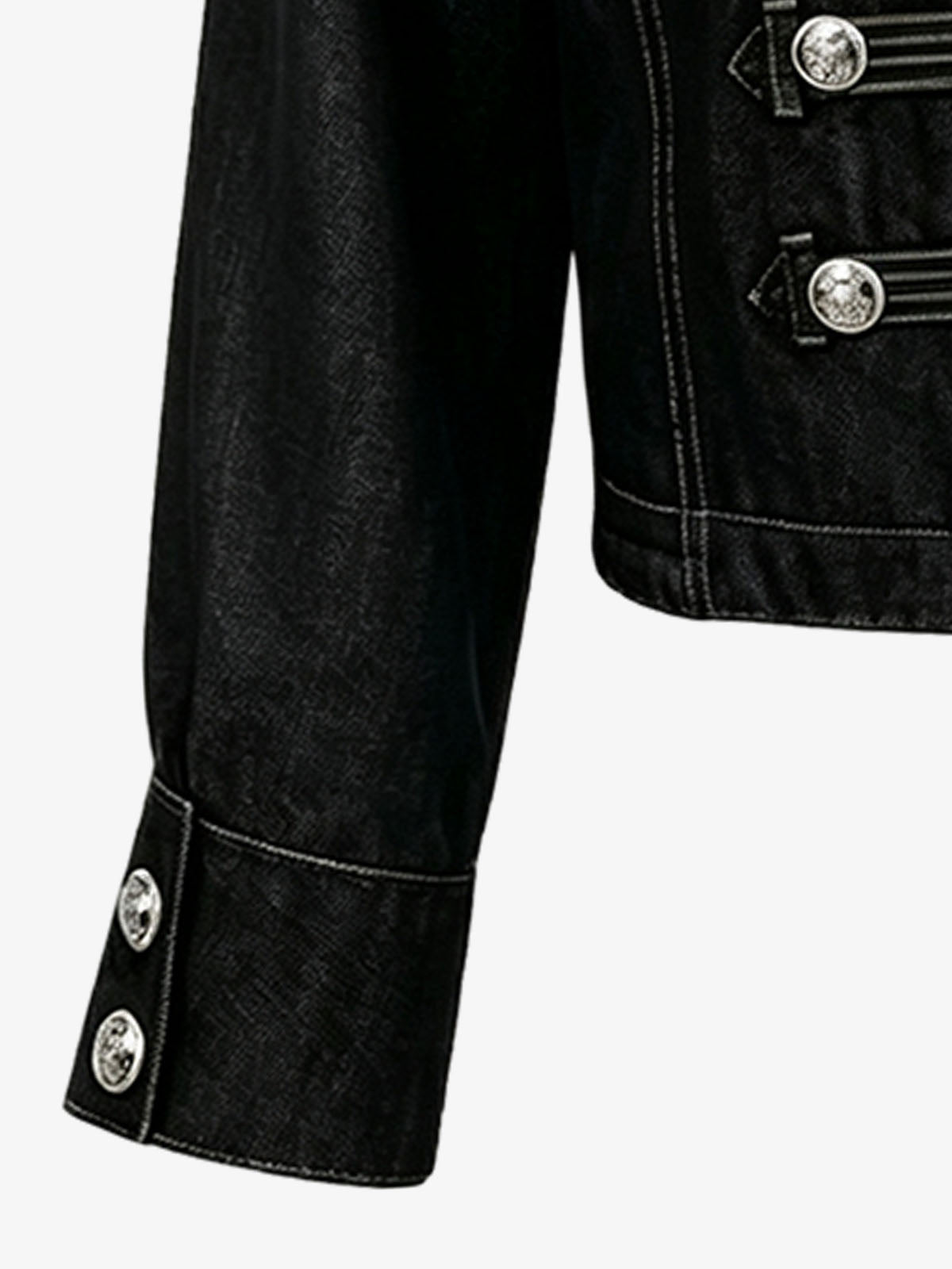 Vintage Militär-Jeansjacke mit silbernen Knöpfen