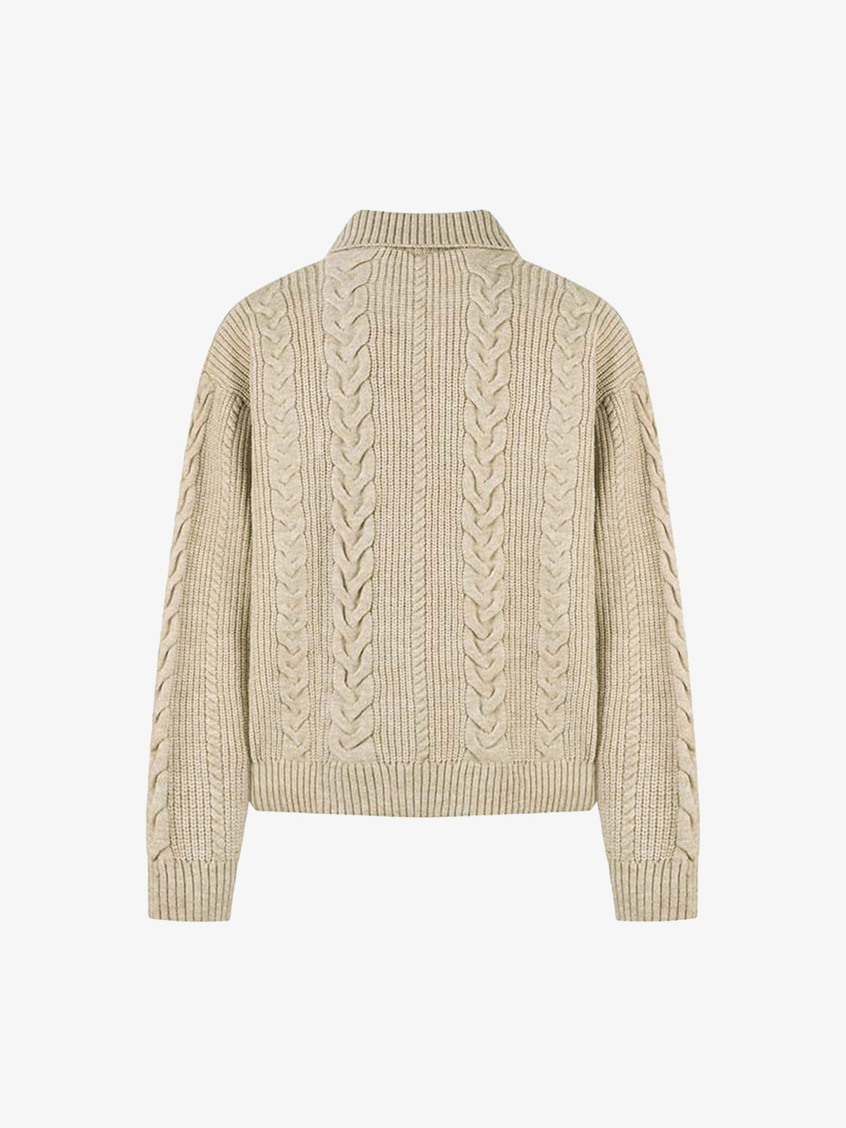 Cable Knit Zip-Up Sweater Jacket for Cozy Elegance 