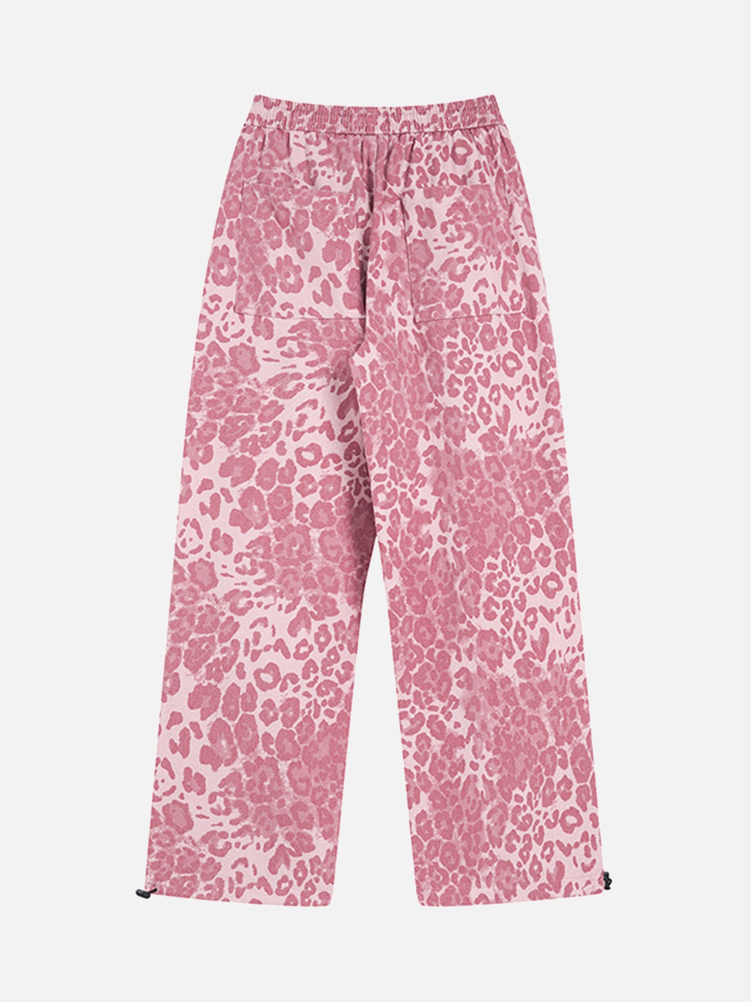 Thesupermade Retro Leopard Print Pink Wide-leg Floor-length Casual Pants