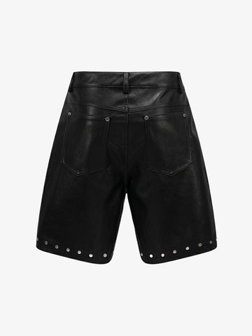 Studded Leather Shorts
