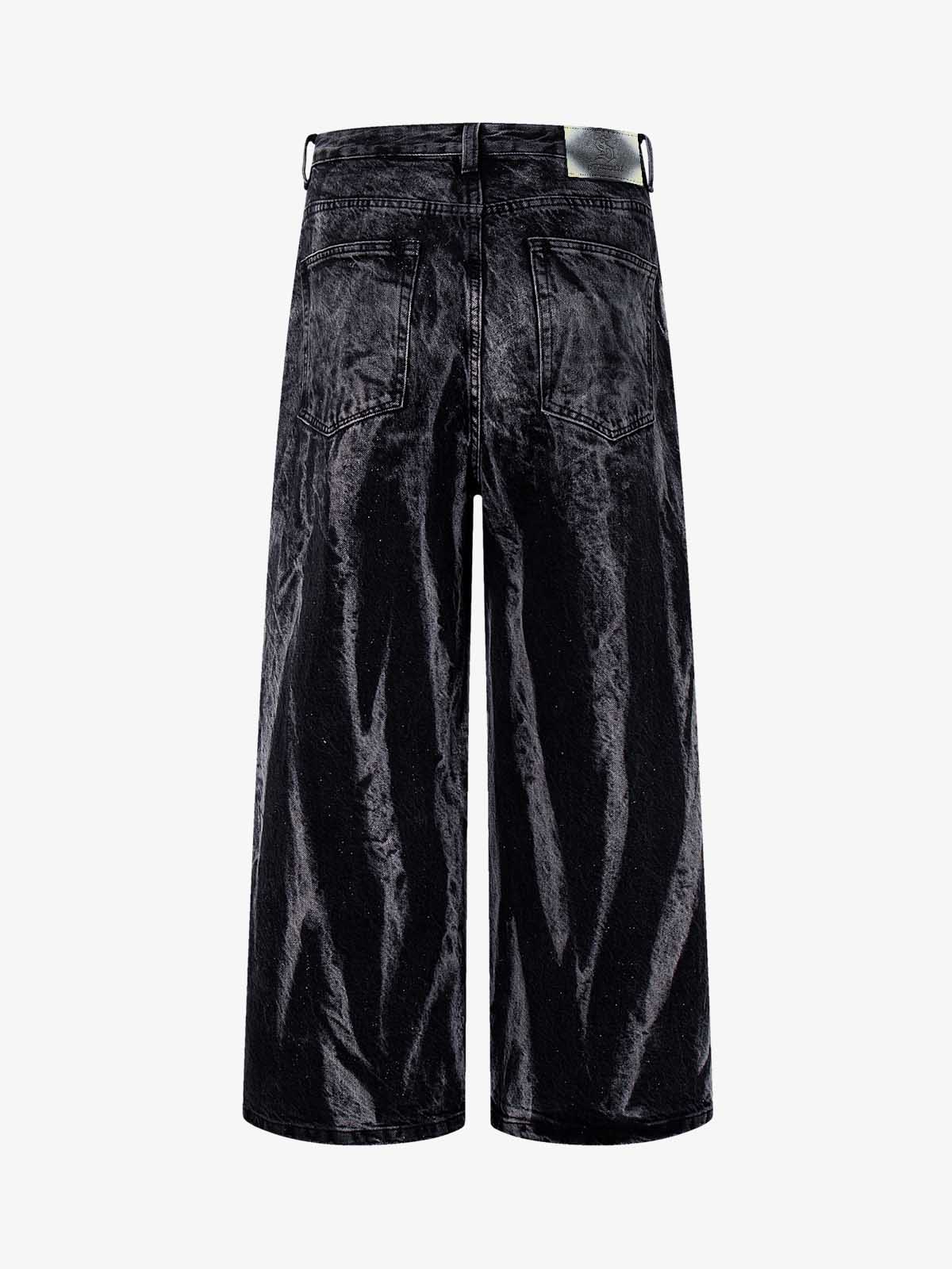 Washed Graphic Patch Baggy Jeans 