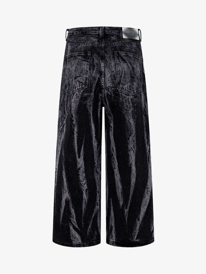 Washed Graphic Patch Baggy Jeans 