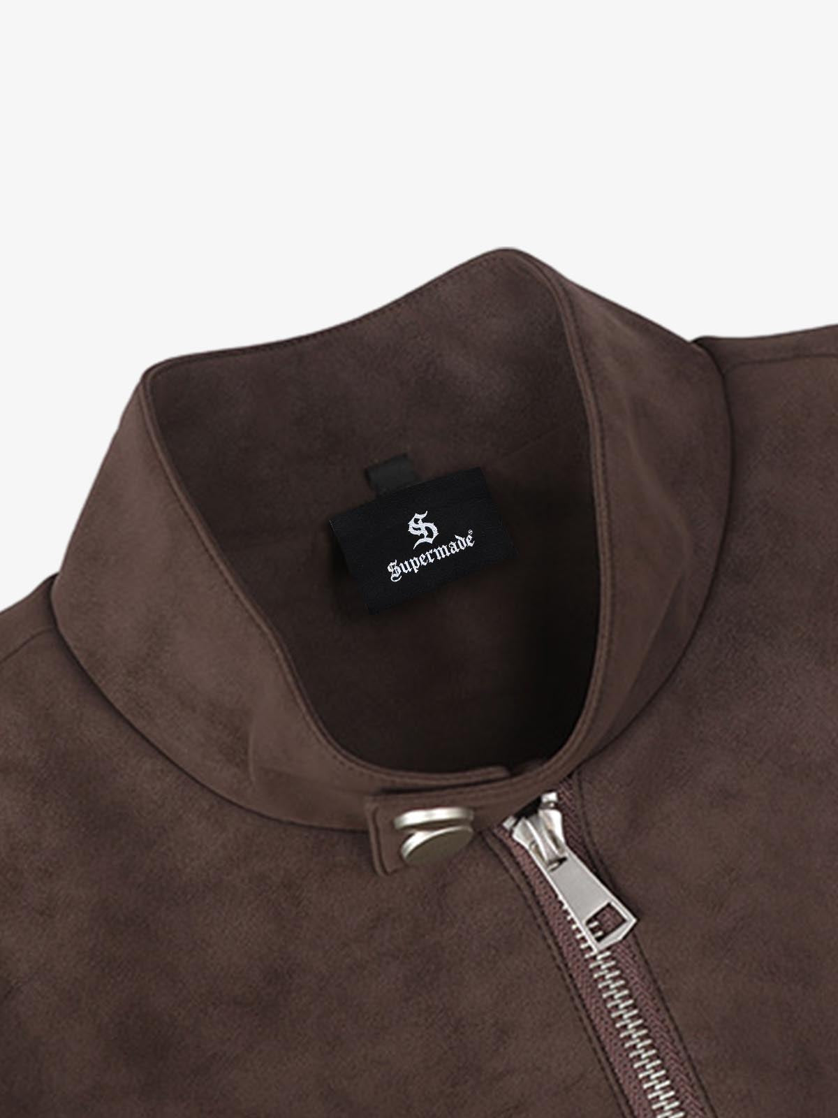 Suede Zip-Up Bomber Jacket for Men and Women - Stylish, High-Quality, Trendy Design with Decorative Studs 