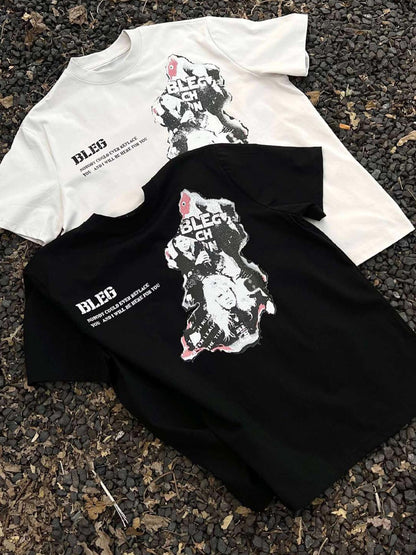 Street Hip-hop Portrait Print T-shirt 