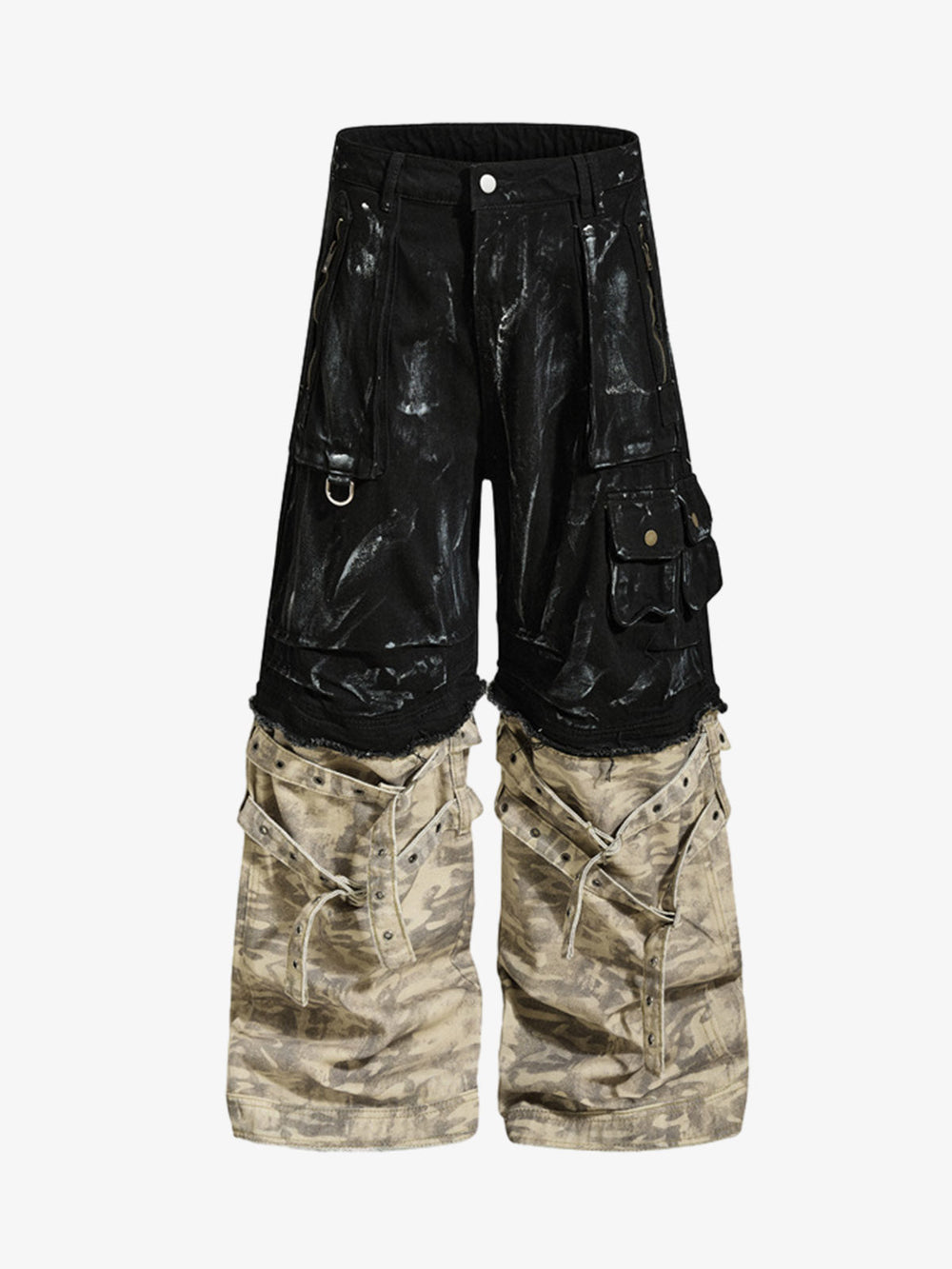 Deconstructed Layered Patchwork Cargo Pants 