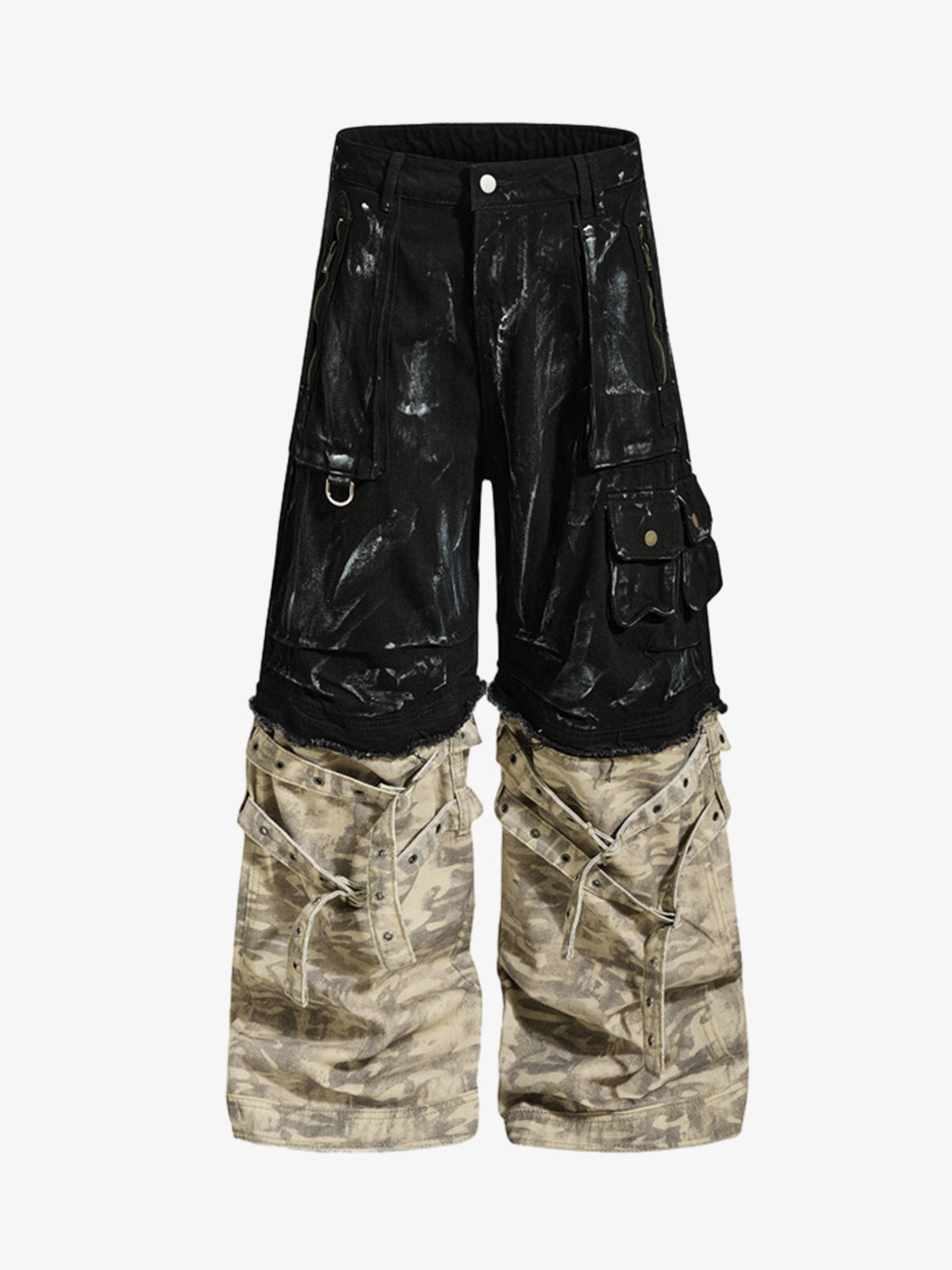 Deconstructed Layered Patchwork Cargo Pants 