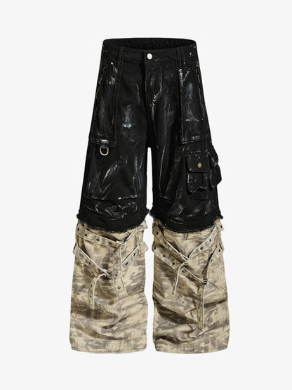 Deconstructed Layered Patchwork Cargo Pants 