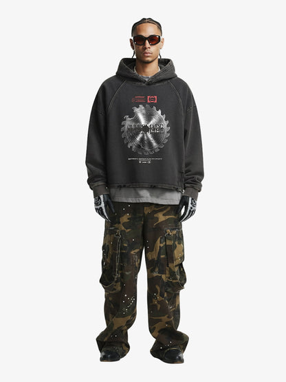 Oversized Snake Graphic Hoodie with Bold Print Design 