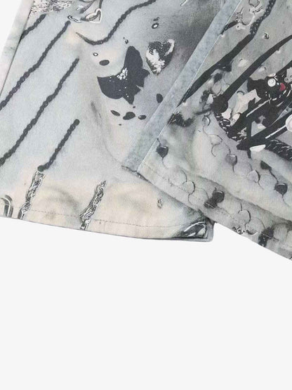 Abstract 3D Digital Print Wide-Leg Jeans