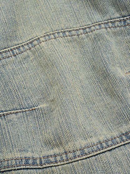 Wide-Leg Denim Trousers with Unique Tie Detail for Fashionable Comfort 