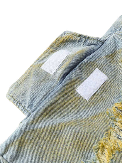 Distressed Tie-Dye Denim Shorts 