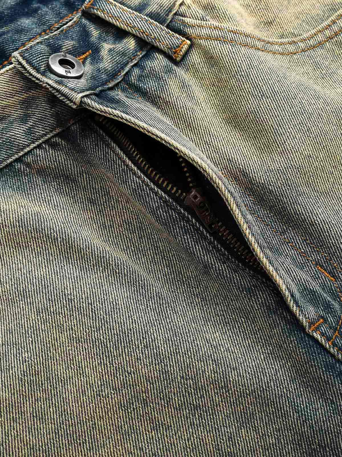 Deconstructed Ankle Loop Straight Jeans 