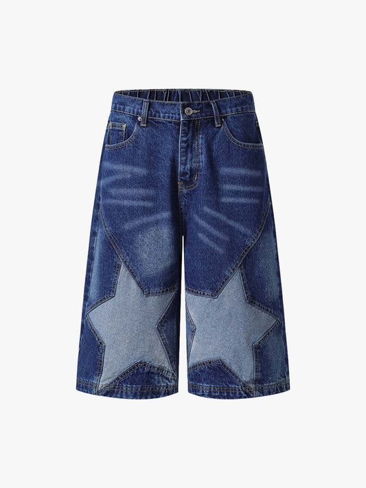 Stylish Star-Patch Denim Shorts for Summer - Perfect for Casual Outings and Festivals 