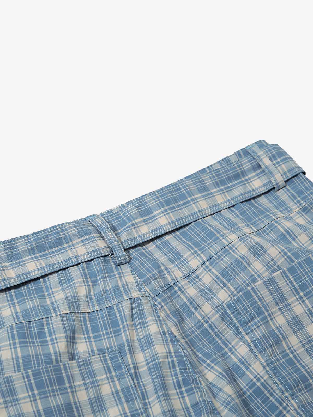 Retro Plaid Lace-Up Cargo Pants 