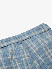 Retro Plaid Lace-Up Cargo Pants 