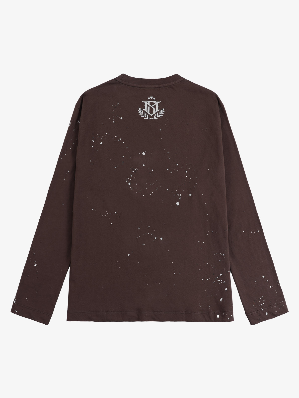 Cotton Washed Slim Fit Long-Sleeve T-Shirt with Splatter Graphic Print and Gothic 3D stereoscopic silicone printing Logo Design 