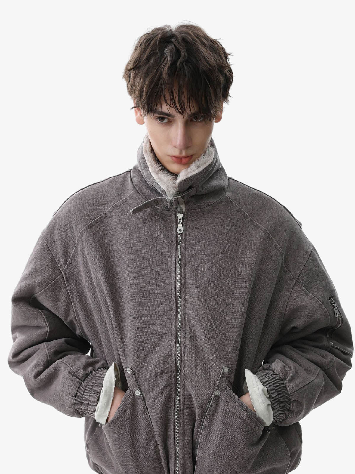 Stylish Winter Bomber Jacket with Faux Fur Collar - Perfect for Cold Weather 