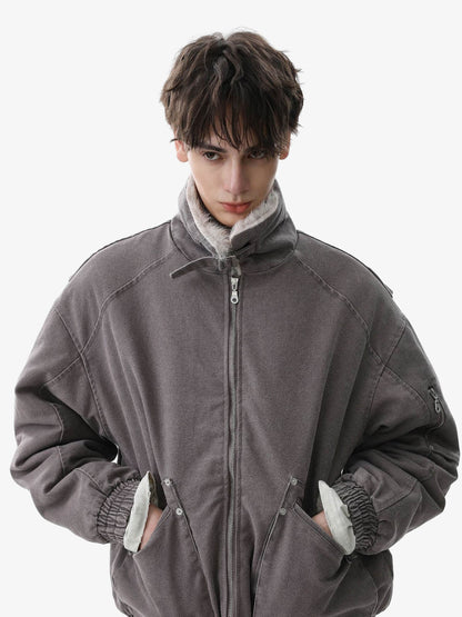 Stylish Winter Bomber Jacket with Faux Fur Collar - Perfect for Cold Weather 