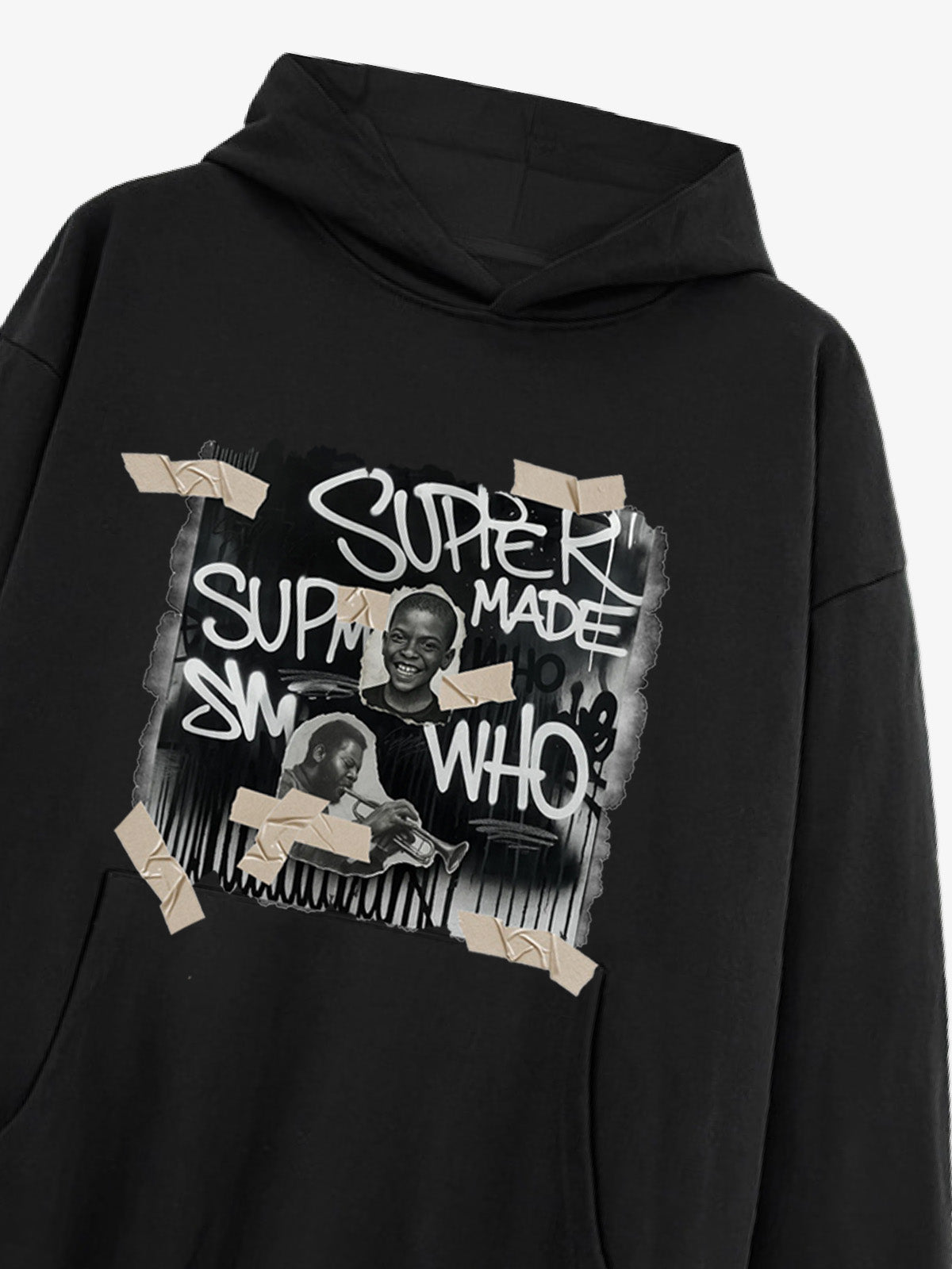 Street Collage Graffiti Font Character Hooded Sweatshirt 