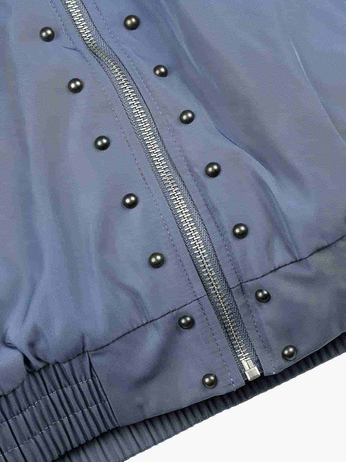 Studded Hooded Faux-Fur Collar Padded Coat