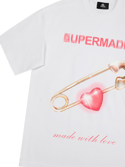 Thesupermade Street Paperclip Heart Hip Hop T-shirt 