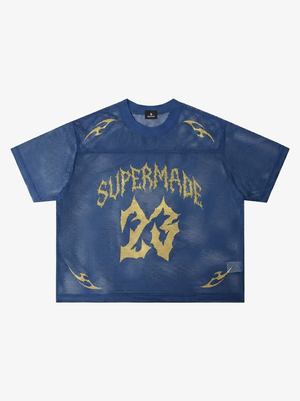 Mesh Jersey T-Shirt with Red Number 03 Print and Stitched Details 