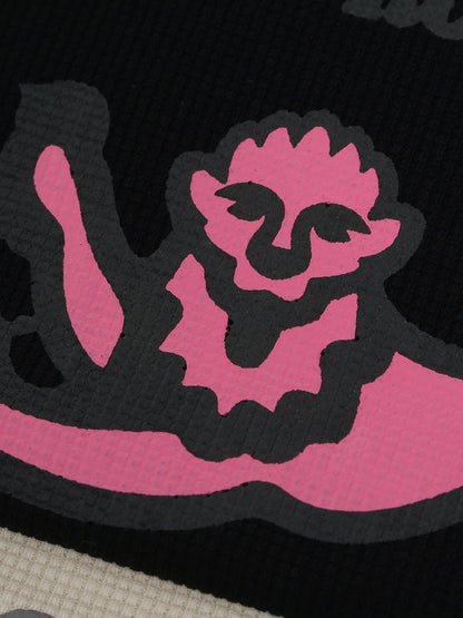 Cotton Waffle Knit Graphic T-Shirt with Moon Landing Print and Lion Design 