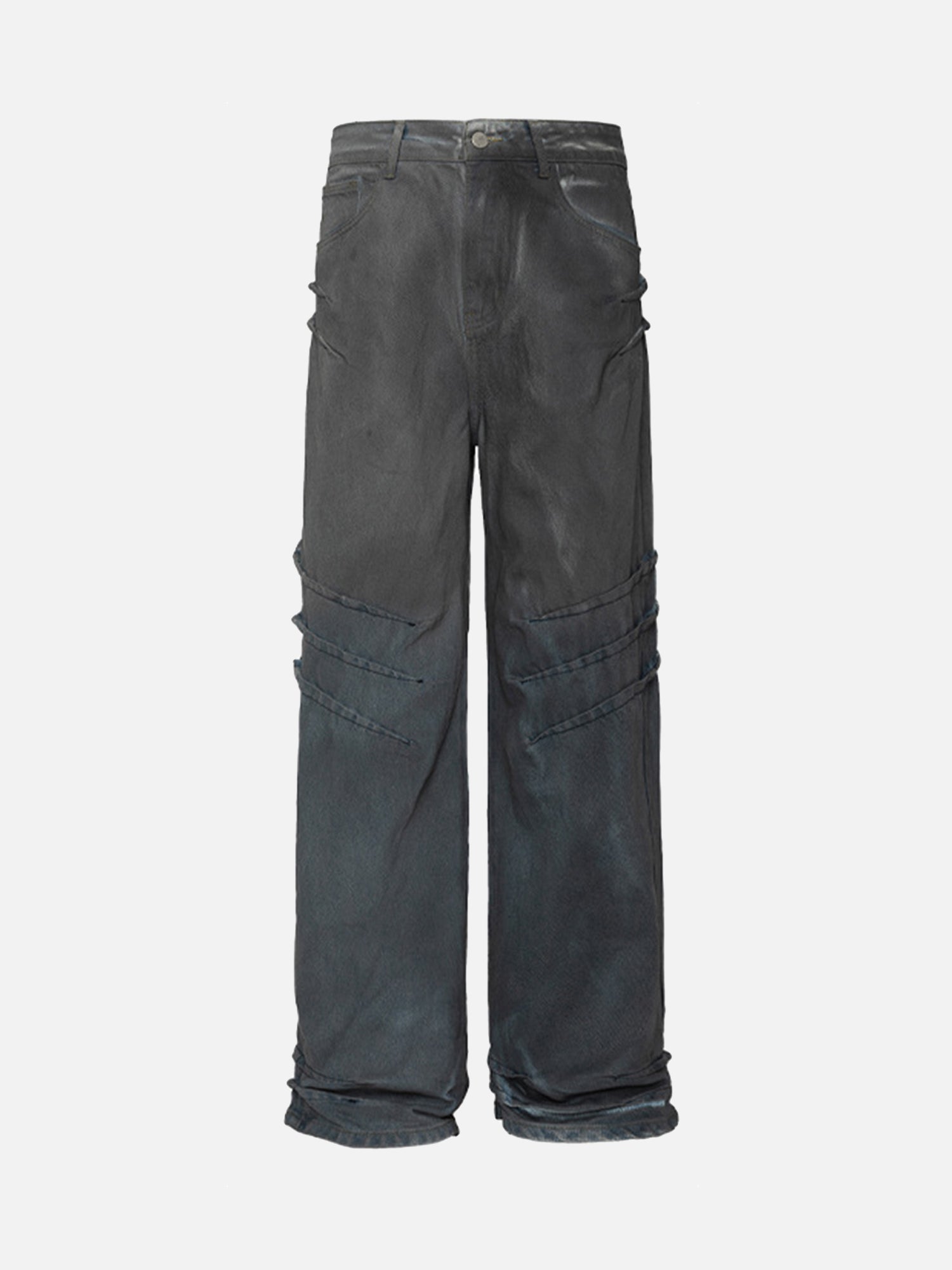 Dirty Wash Design Fleece Straight Leg Jeans