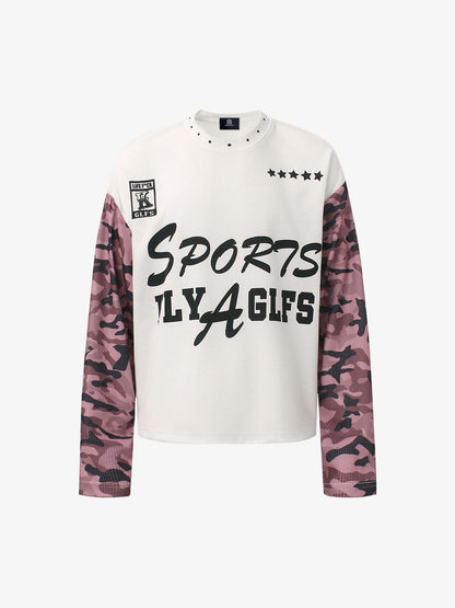 Camo Sleeve Sports Graphic Long-Sleeve Tee for Active Lifestyle 
