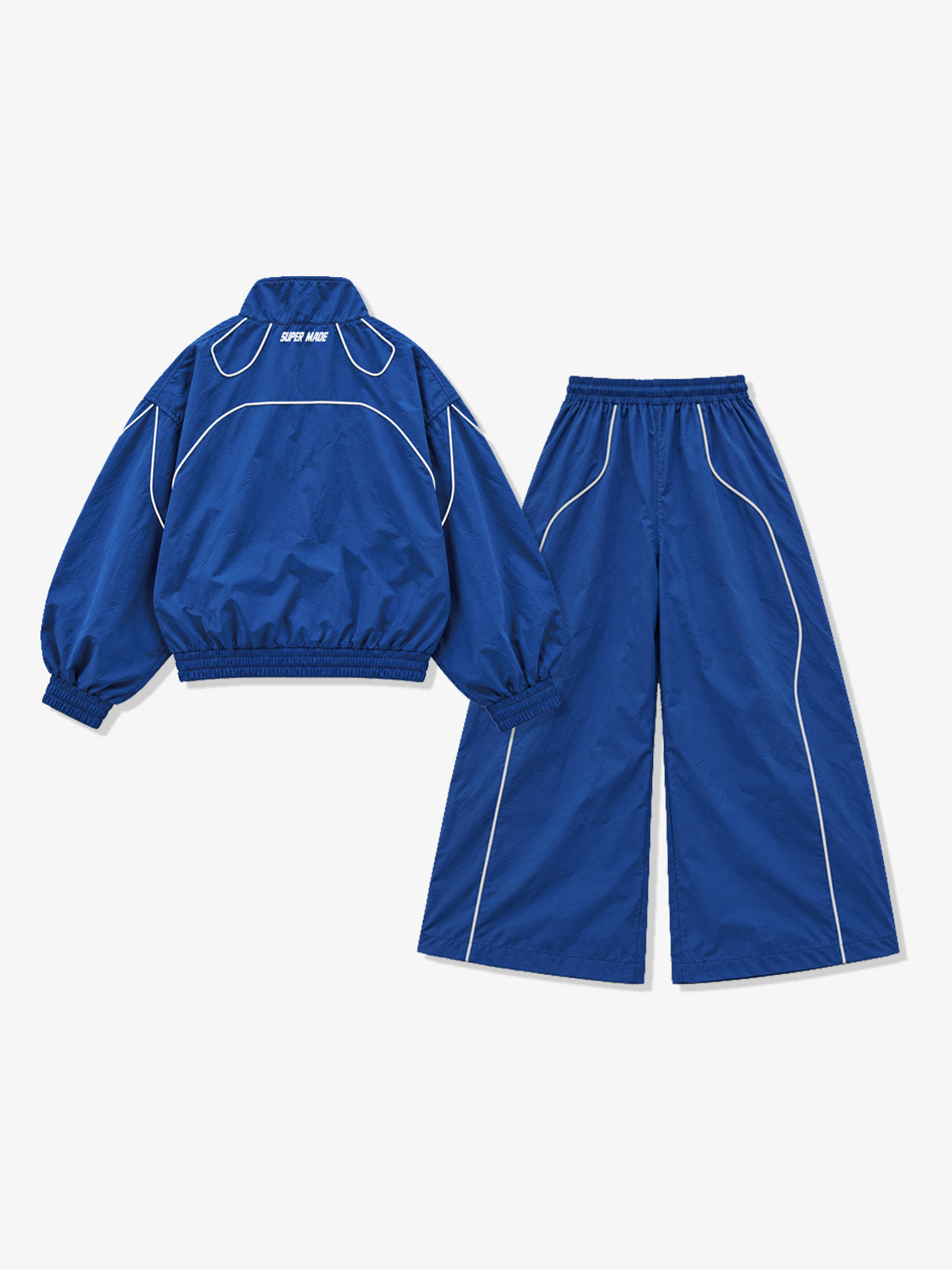 Retro Track Panel Zip-Up Jacket & Wide-Leg Track Pants Set
