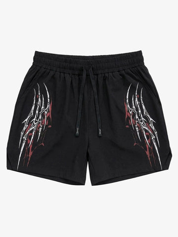 Pantalones cortos con cordón y estampado de espinas Y2K
