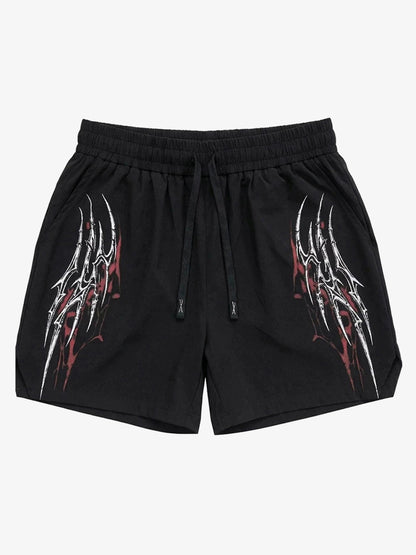 Pantalones cortos con cordón y estampado de espinas Y2K