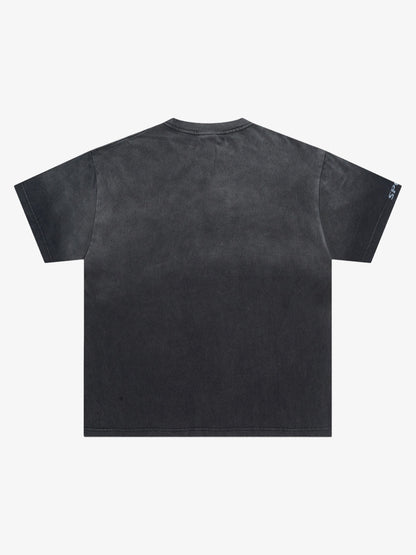 Heavy Washed Rap Music Festival Printed T-shirt 