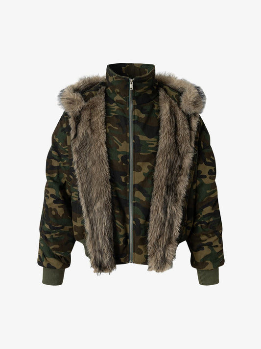 Winter-Ready Corduroy Jacket with Faux Fur Trim for Men 
