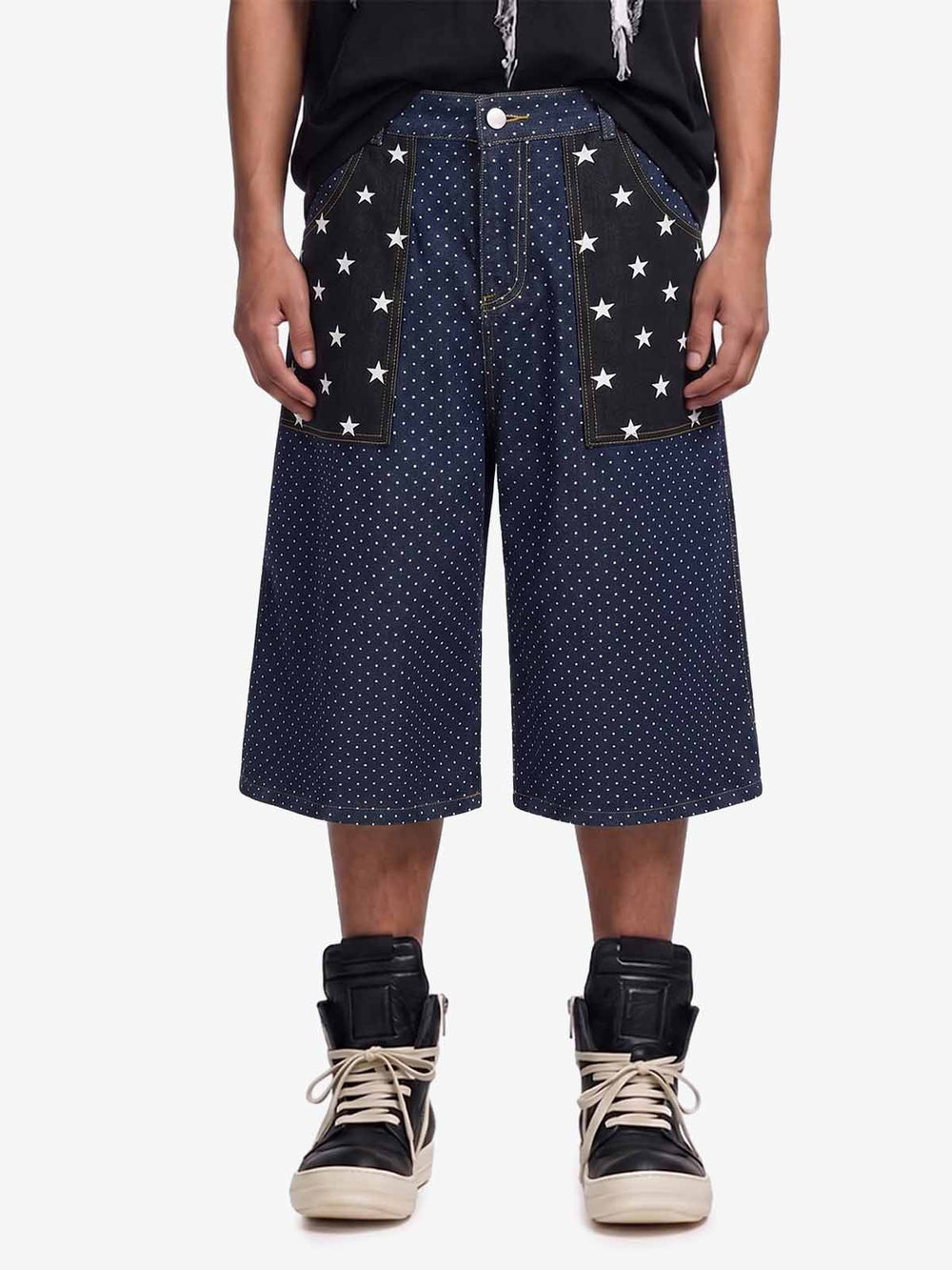Star Embroidered Polka Dot Jeans