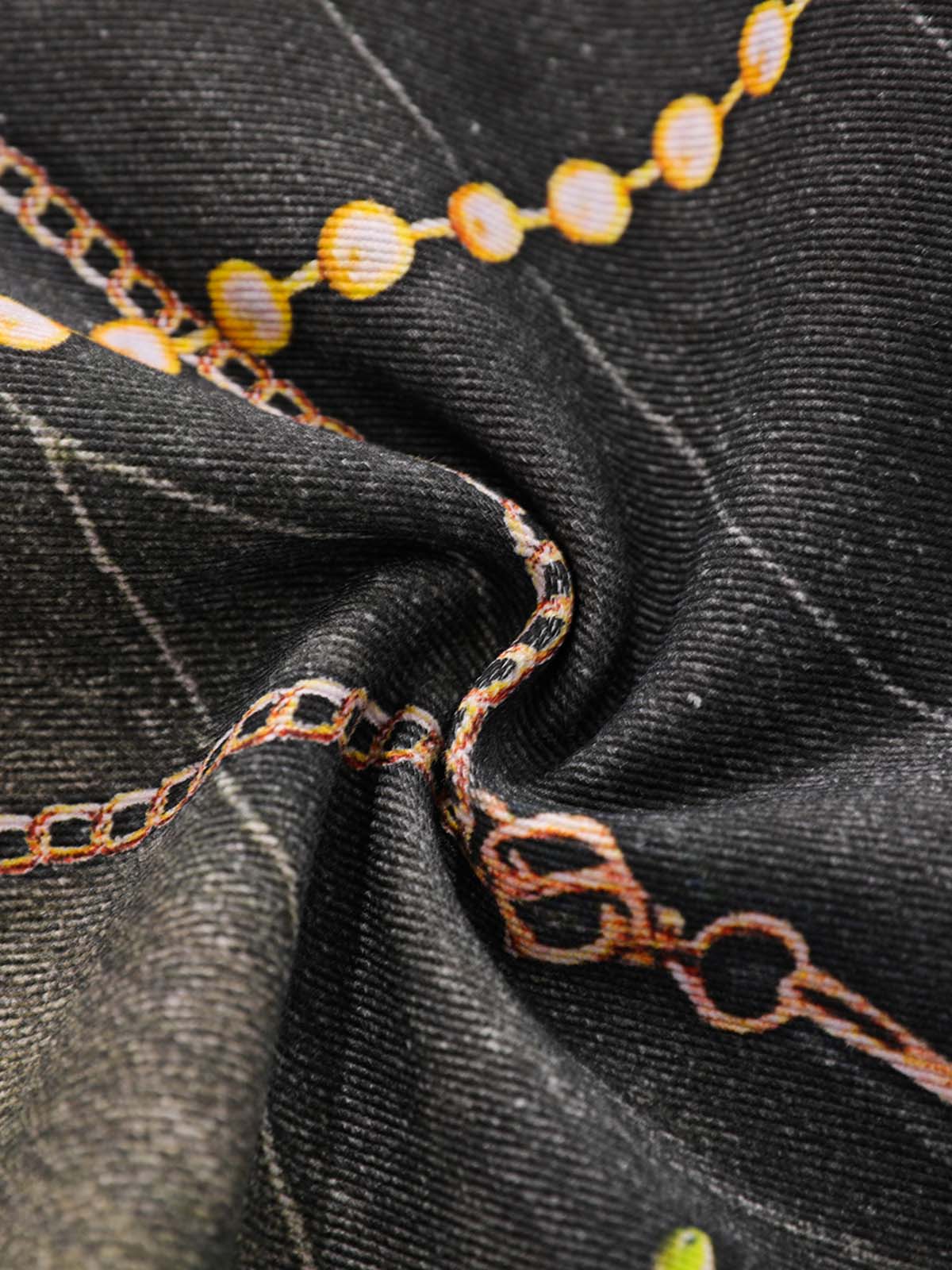 3D Chain Key Print Jeans 