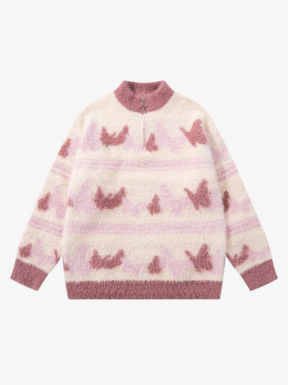 Cozy Pink Patterned Sweater for Women - Perfect for Fall and Winter Outfits 