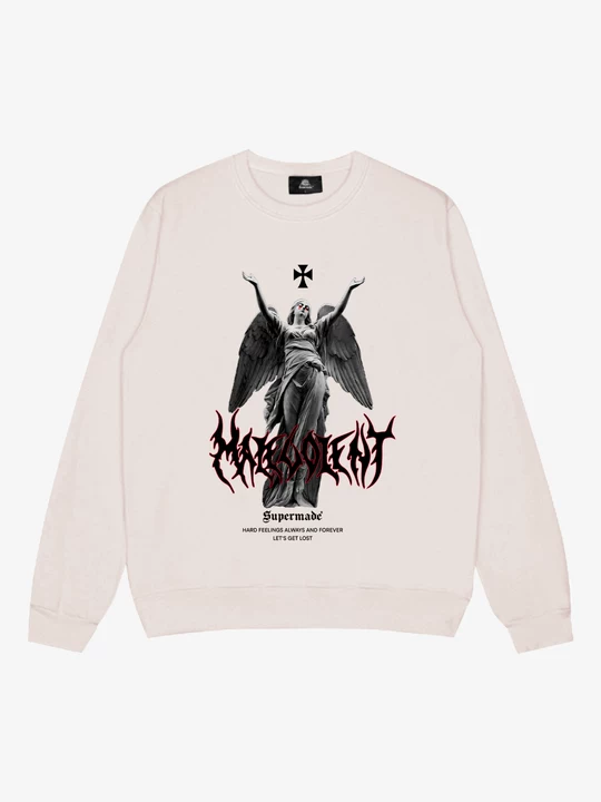Dark Gothic Angel Print Crew Neck Sweatshirt 
