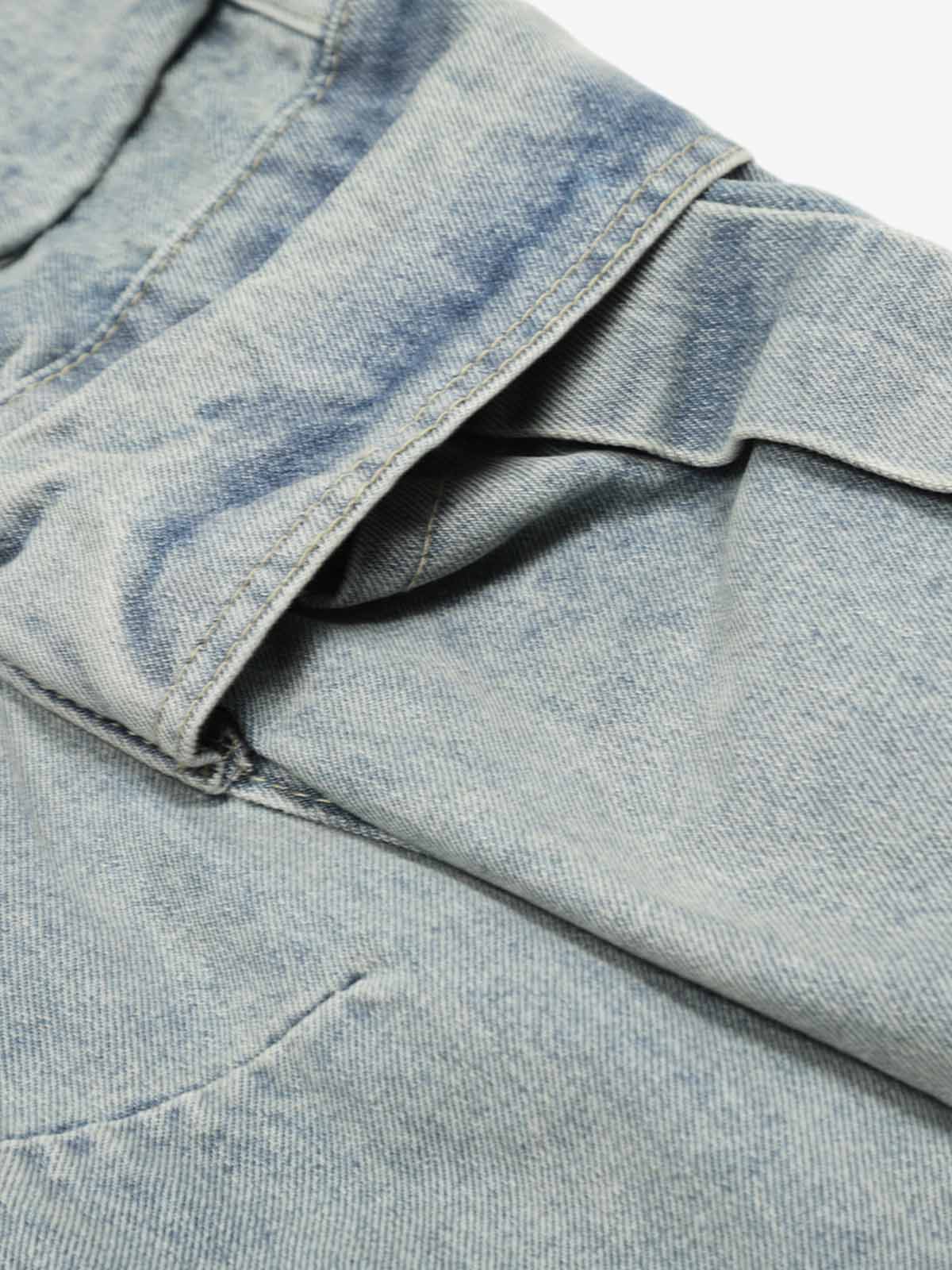 Vintage Washed Ripped Multi-pocket Work Jeans 