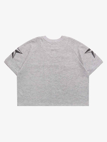 Star Pattern Cropped Knit Jersey T-Shirt
