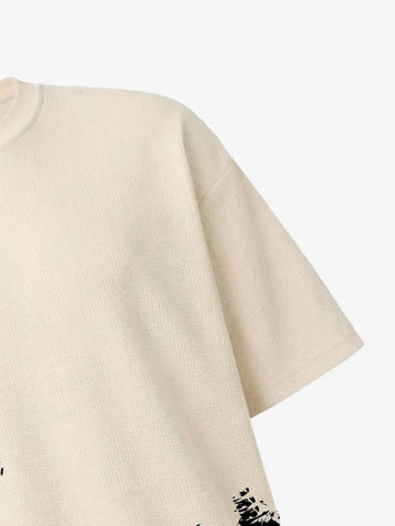 Asymmetric Skeleton Graphic Waffle T-Shirt