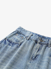 Curved Silhouette 3D Paneled Denim Shorts 