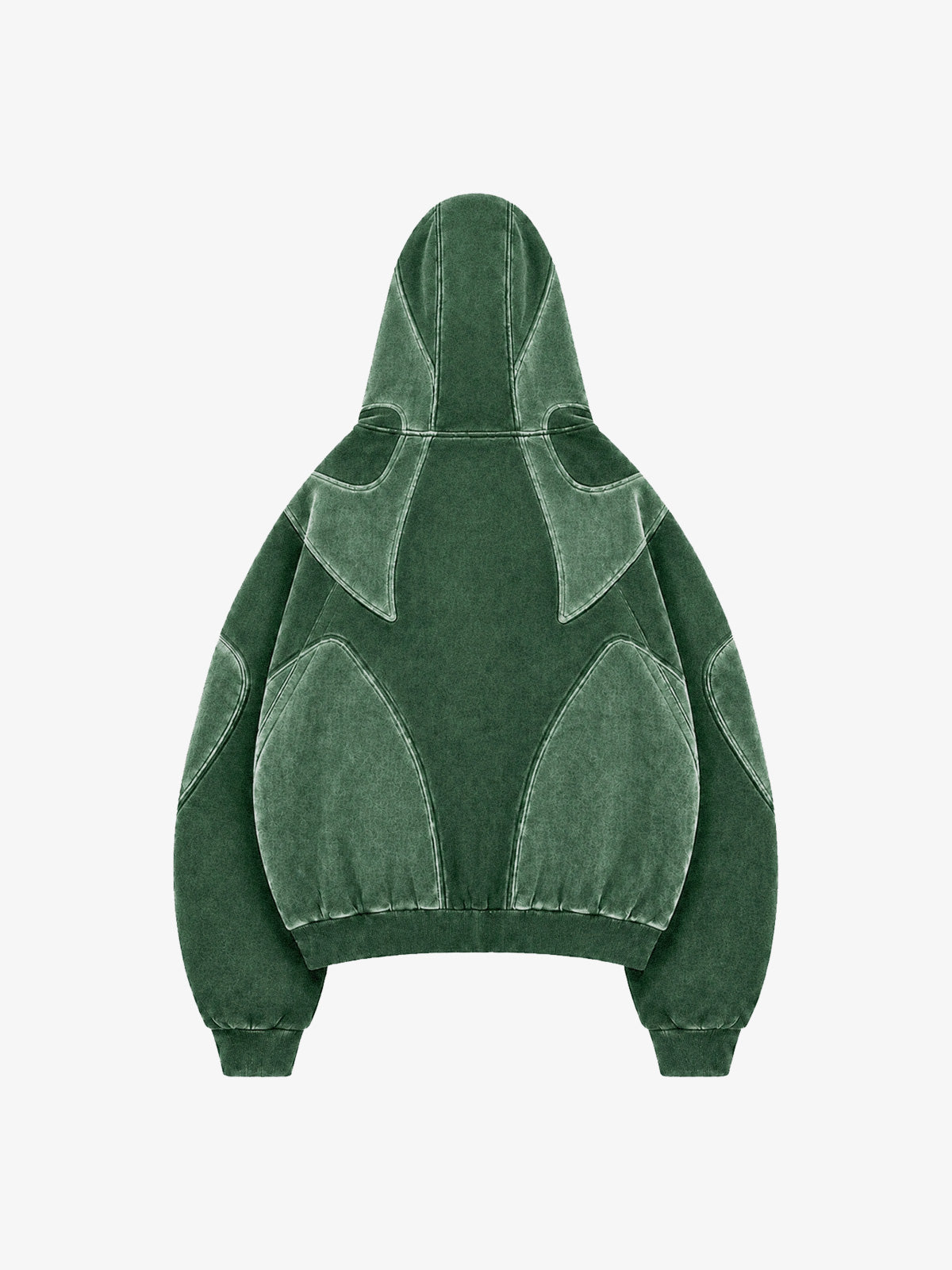Washed Panelled High-Neck Zip Hoodie & Wide-Leg Sweatpants Set