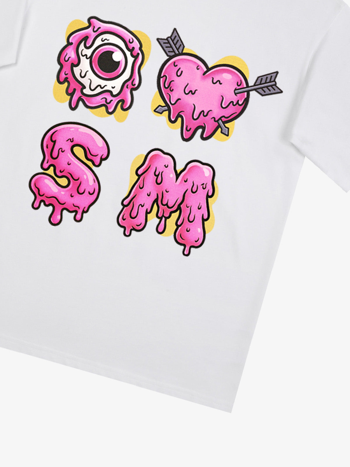 Thesupermade eyeball and love graffiti declaration T-shirt 