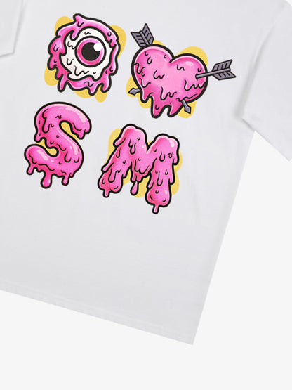 Thesupermade eyeball and love graffiti declaration T-shirt 