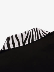 Zebra Letter Graphic Collared Long Sleeve Tee