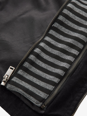 Detachable Striped-Hood Crop Jacket