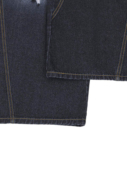 Washed Ripped Embroidered Barrel Jeans 