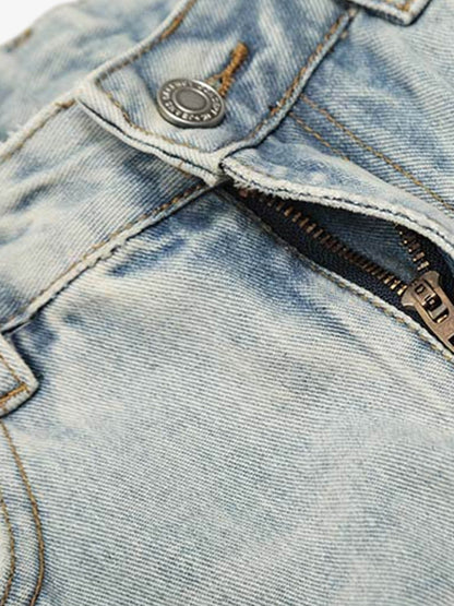 Light Wash Denim Wide Leg Bermuda Shorts for Women High Waist Casual Summer Style 